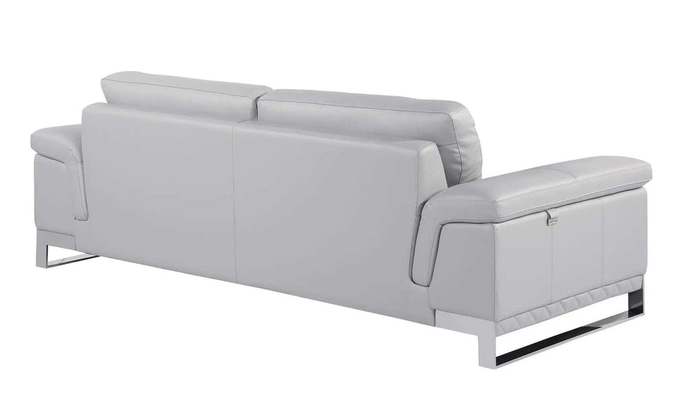 Two Piece Indoor Light Gray Italian Leather Five Person Seating Set - Homeroots - Flyclothing LLC