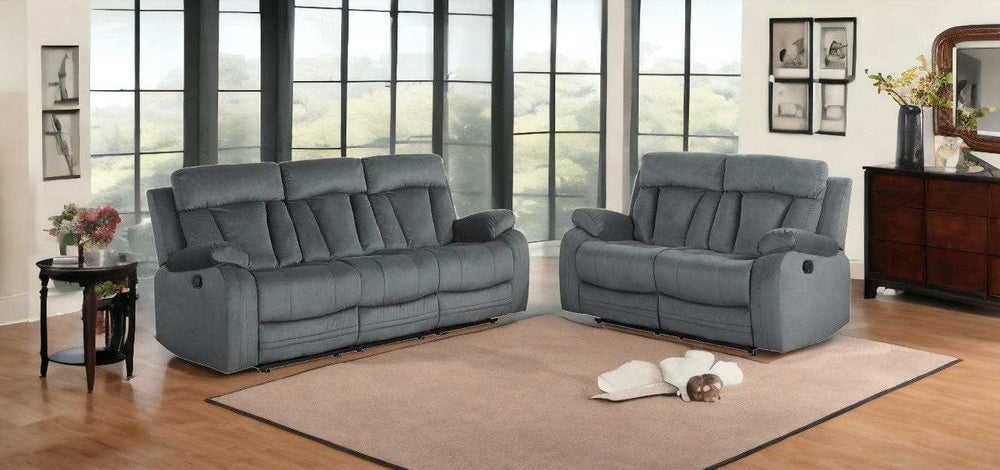 Two Piece Indoor Gray Microsuede Five Person Seating Set - Homeroots - Flyclothing LLC