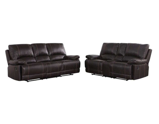 Two Piece Indoor Brown Faux Leather Five Person Seating Set - Homeroots - Flyclothing LLC