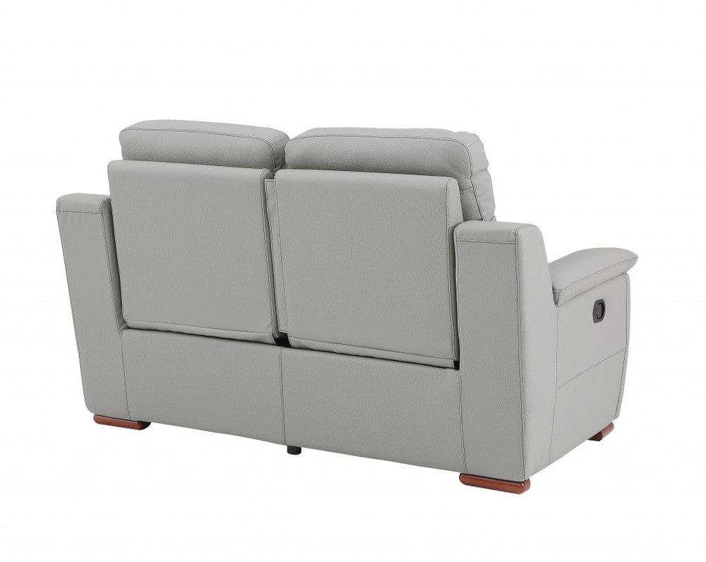 67" Gray And Brown Faux Leather Manual Reclining Loveseat - Homeroots - Flyclothing LLC