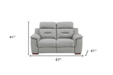 67" Gray And Brown Faux Leather Manual Reclining Loveseat - Homeroots - Flyclothing LLC