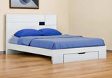 White Wood King Platform Bed Frame With Storage Drawer - Homeroots - Flyclothing LLC