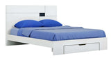 White Wood King Platform Bed Frame With Storage Drawer - Homeroots - Flyclothing LLC