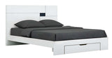White Wood CA King Platform Bed Frame With Storage Drawer - Homeroots - Flyclothing LLC