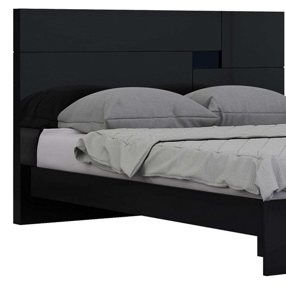 Solid Wood King Black Bed - Homeroots - Flyclothing LLC