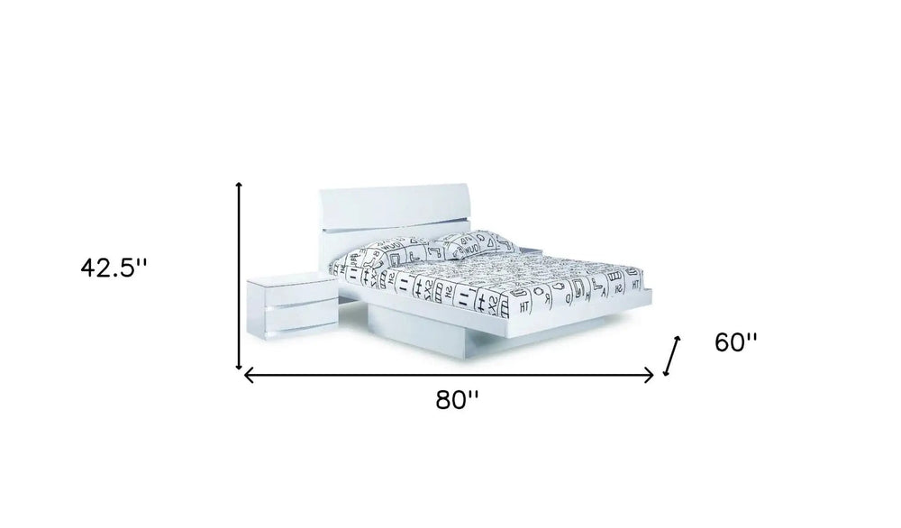 80'" X 60'" X 42.5'" Modern Queen White High Gloss Bed - Homeroots - Flyclothing LLC
