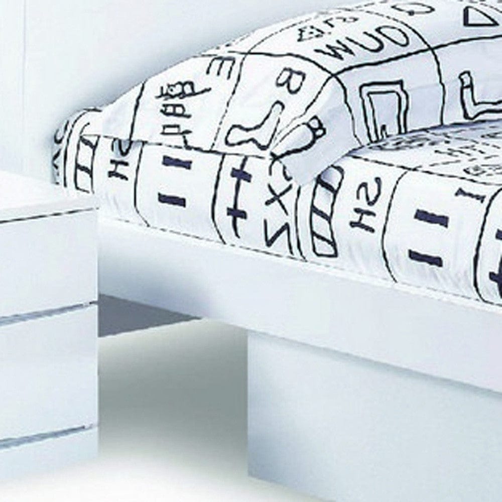 80'" X 60'" X 42.5'" Modern Queen White High Gloss Bed - Homeroots - Flyclothing LLC