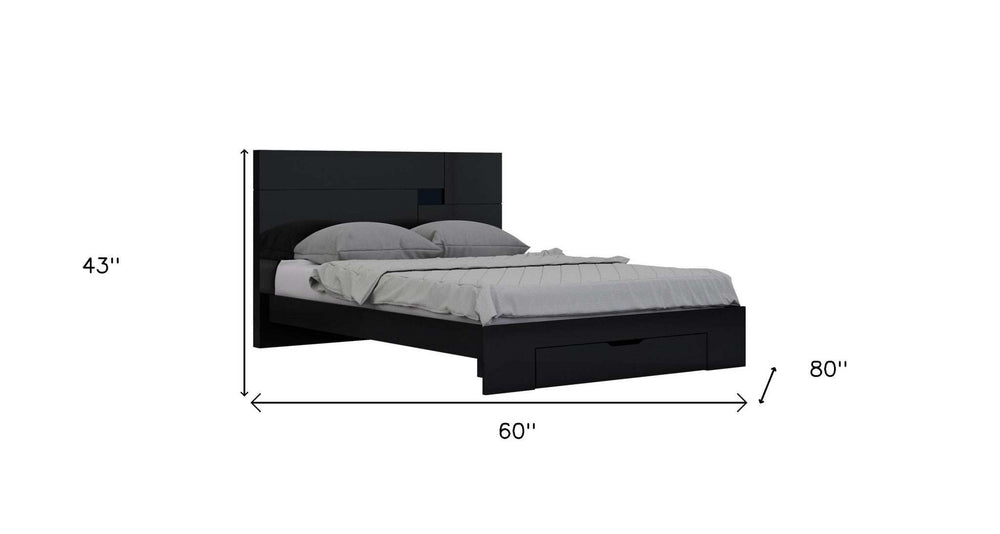Solid Wood Queen Black Bed - Homeroots - Flyclothing LLC
