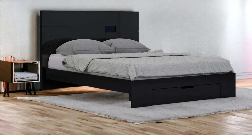 Solid Wood Queen Black Bed - Homeroots - Flyclothing LLC