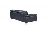 Navy Blue Italian Leather L Shaped Two Piece Sofa and Chaise Sectional - Homeroots - Flyclothing LLC