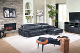Navy Blue Italian Leather L Shaped Two Piece Sofa and Chaise Sectional - Homeroots - Flyclothing LLC