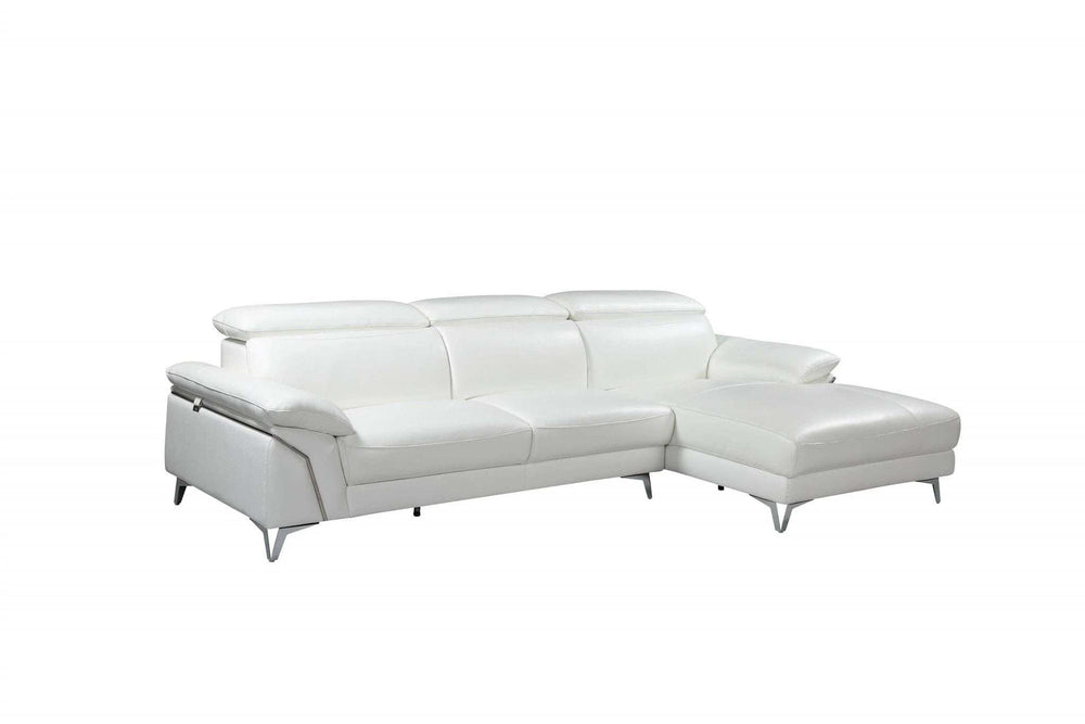 White Italian Leather L Shaped Two Piece Sofa and Chaise Sectional - Homeroots - Flyclothing LLC