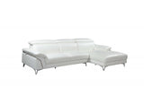 White Italian Leather L Shaped Two Piece Sofa and Chaise Sectional - Homeroots - Flyclothing LLC