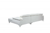 White Italian Leather L Shaped Two Piece Sofa and Chaise Sectional - Homeroots - Flyclothing LLC