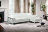 White Italian Leather L Shaped Two Piece Sofa and Chaise Sectional - Homeroots - Flyclothing LLC