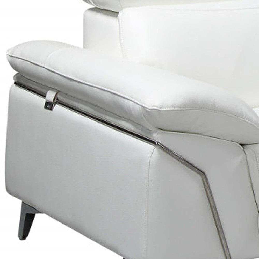 White Italian Leather L Shaped Two Piece Sofa and Chaise Sectional - Homeroots - Flyclothing LLC