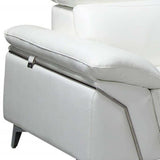 White Italian Leather L Shaped Two Piece Sofa and Chaise Sectional - Homeroots - Flyclothing LLC