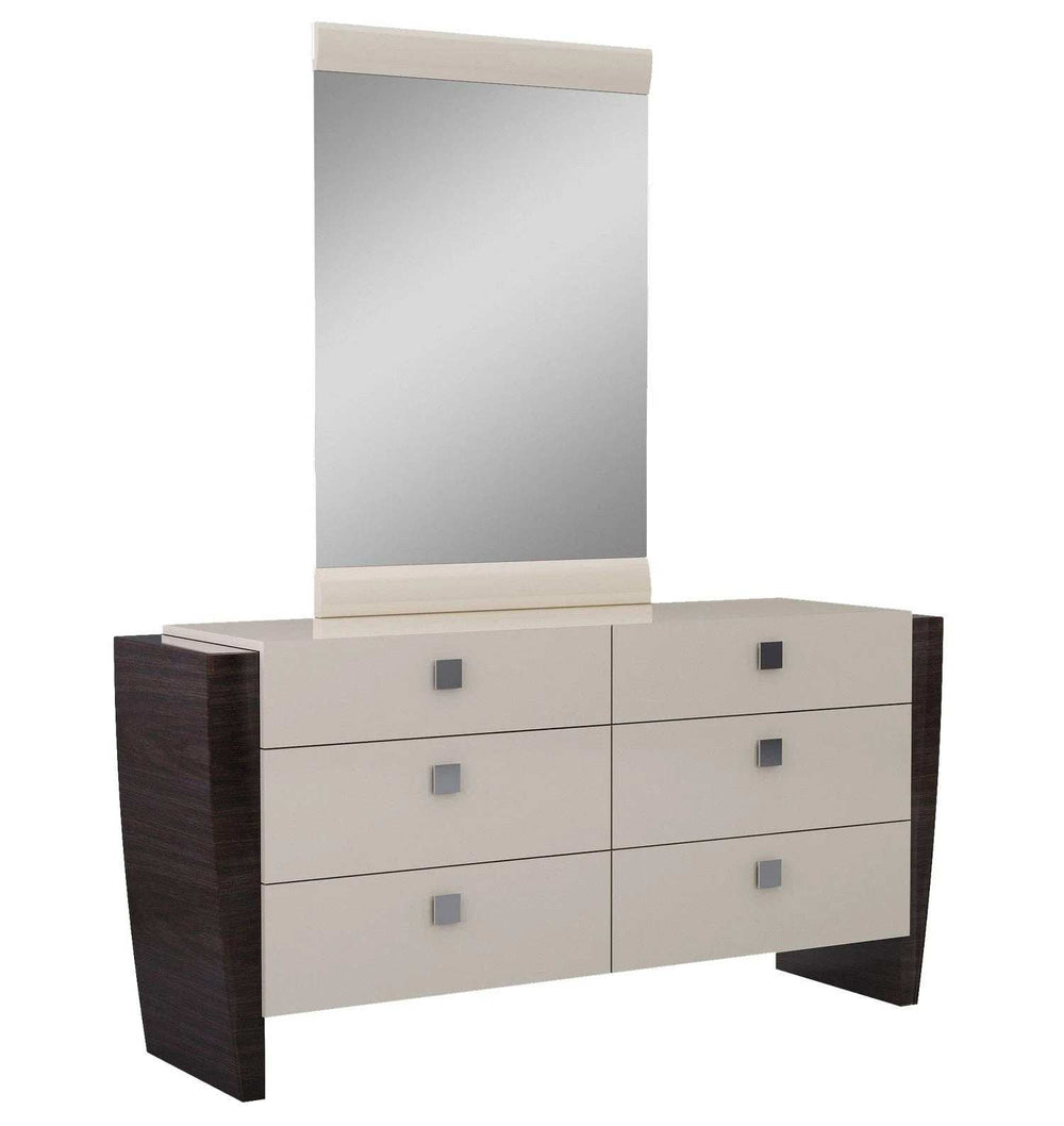 Four Piece Beige Solid Wood Bedroom Set With Mirror - Homeroots - Flyclothing LLC