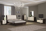 Four Piece Beige Solid Wood Bedroom Set With Mirror - Homeroots - Flyclothing LLC