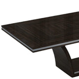 98" Dark Brown Solid Wood Self-Storing Leaf Pedestal Base Dining Table - Homeroots - Flyclothing LLC