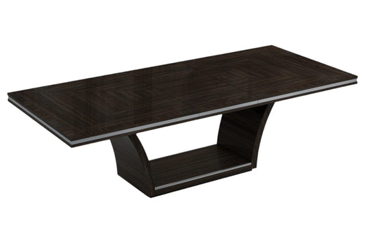 98" Dark Brown Solid Wood Self-Storing Leaf Pedestal Base Dining Table - Homeroots