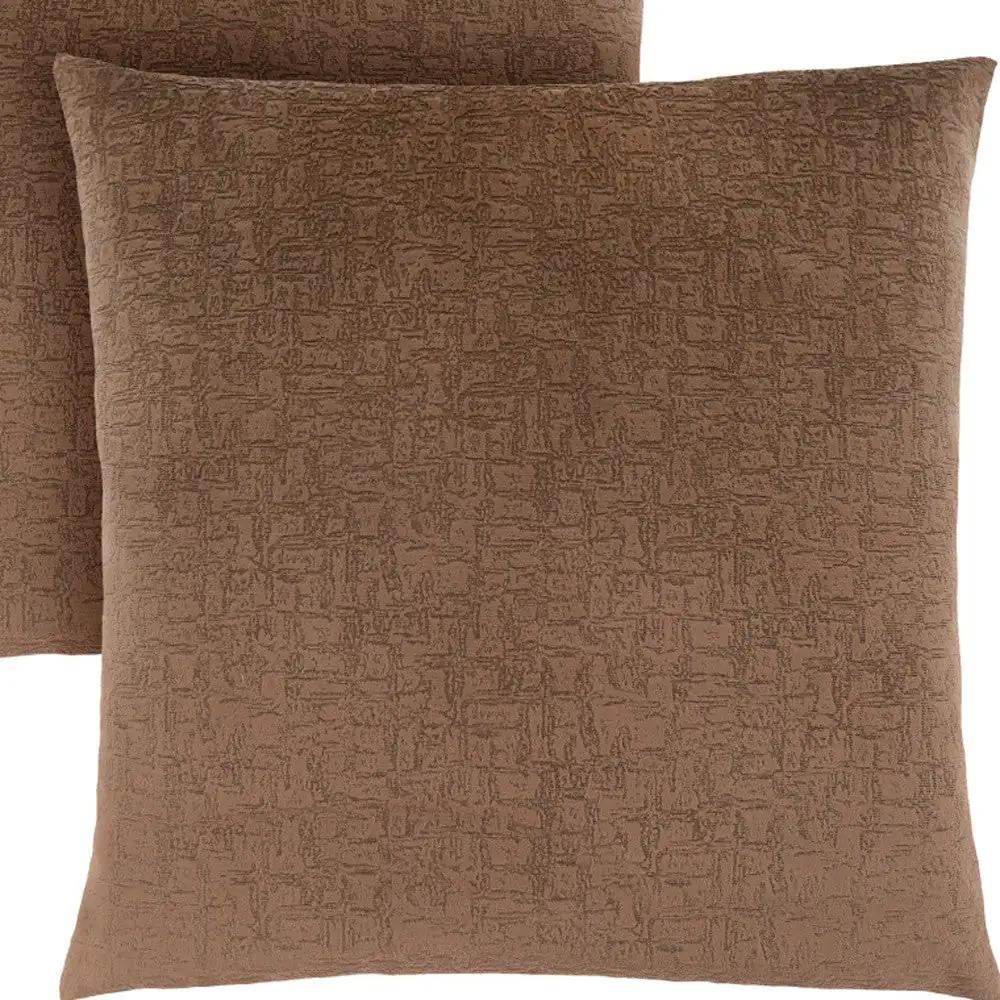 Set Of Two 18" X 18" Brown Velvet Polyester Mosaic Zippered Pillow - Homeroots - Flyclothing LLC