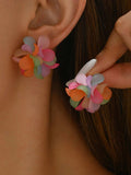 Acrylic Colorful Flower Stud Earrings - Trendsi - Flyclothing LLC