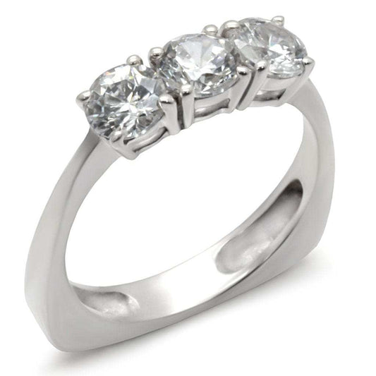 34418 - High-Polished 925 Sterling Silver Ring with AAA Grade CZ in Clear - Alamode - Flyclothing LLC