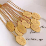 18K Gold-Plated Engraved Pendant Necklace - Trendsi - Flyclothing LLC