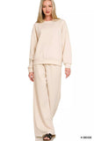 Zenana Scuba Crewneck Pullover and Pants Set - Trendsi - Flyclothing LLC