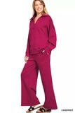 Zenana Scuba Collared Pullover and Pants Set - Trendsi - Flyclothing LLC