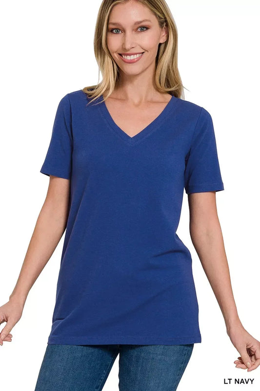 Zenana V-Neck Short Sleeve T-Shirt - Trendsi - Flyclothing LLC