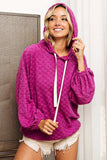 BiBi Brushed Checker Drawstring Long Sleeve Hoodie - Trendsi - Flyclothing LLC
