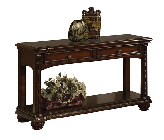 18" Brown Solid Wood Console Table With Shelves And Drawers - Homeroots