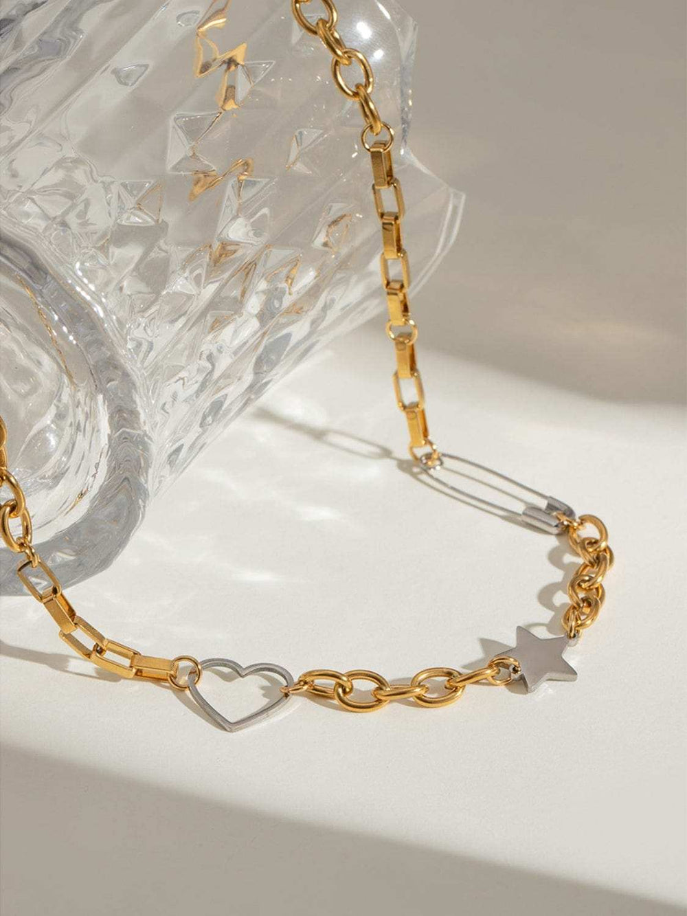 Stainless Steel Star Heart Necklace - Trendsi - Flyclothing LLC