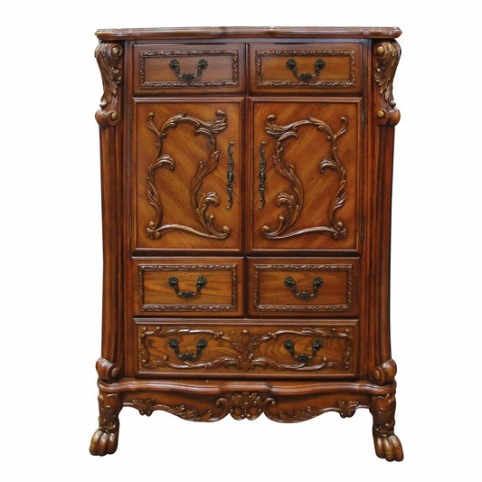 43" Brown Solid Wood Five Drawer Standard Chest - Homeroots