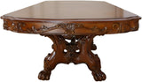 46" Dark Brown Free Form Solid Wood Double Pedestal Base Dining Table - Homeroots - Flyclothing LLC