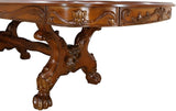 46" Dark Brown Free Form Solid Wood Double Pedestal Base Dining Table - Homeroots - Flyclothing LLC
