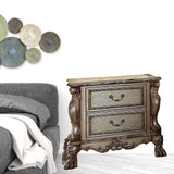 31" Gold Two Drawers Solid Wood Mirrored Nightstand - Homeroots - Flyclothing LLC