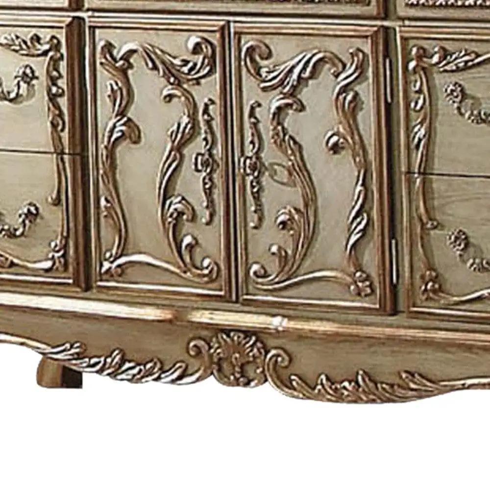 20" Gold Solid Wood Combo Dresser - Homeroots - Flyclothing LLC