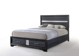 Beige And Black Upholstered Wooltwo Drawer Bed - Homeroots - Flyclothing LLC