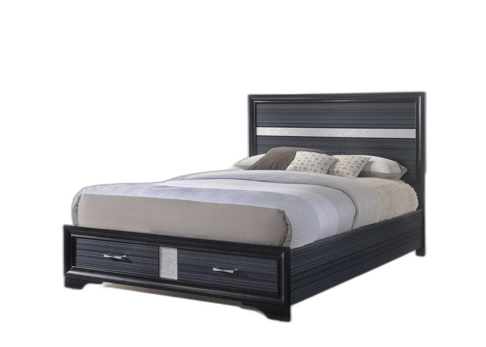 Beige And Black Upholstered Wooltwo Drawer Bed - Homeroots - Flyclothing LLC