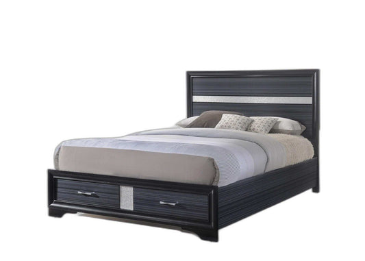 Beige And Black Upholstered Wooltwo Drawer Bed - Homeroots - Flyclothing LLC