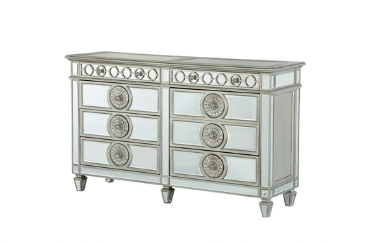 20" Gray Solid Wood Six Drawer Double Dresser - Homeroots