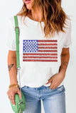 US Flag Round Neck Short Sleeve T-Shirt - Trendsi - Flyclothing LLC