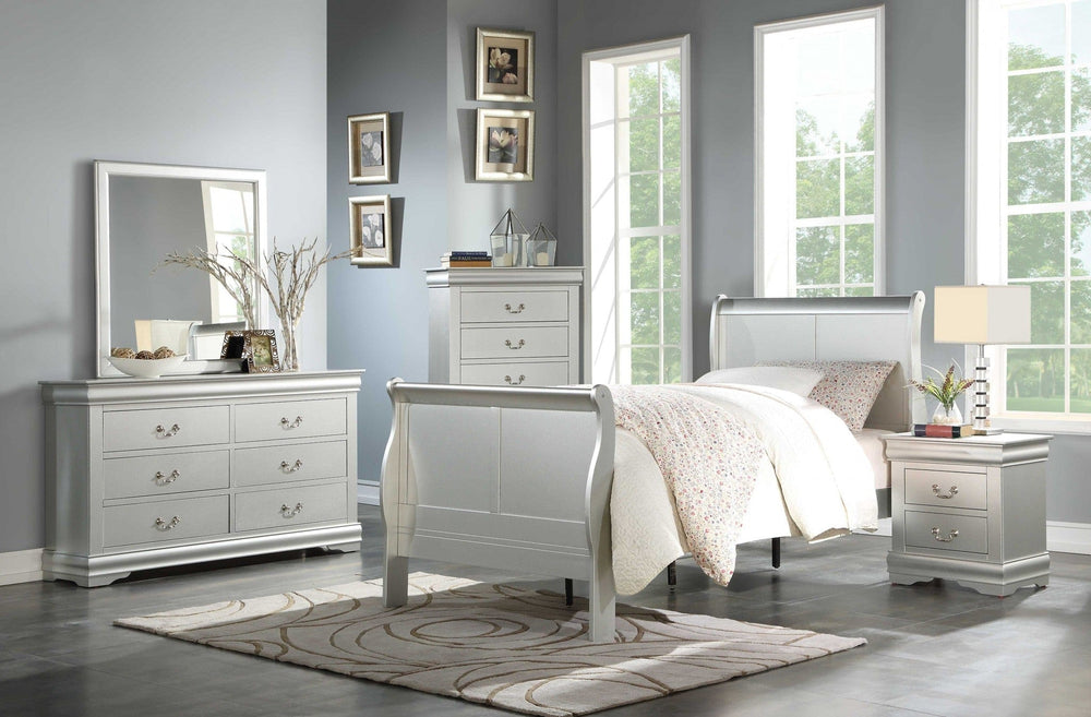 41" X 85" X 47" Platinum Wood Twin Bed - Homeroots - Flyclothing LLC