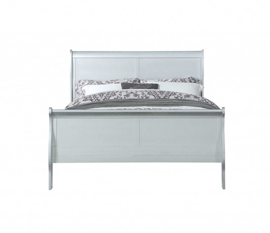 King Silver Sleigh Bed - Homeroots - Flyclothing LLC