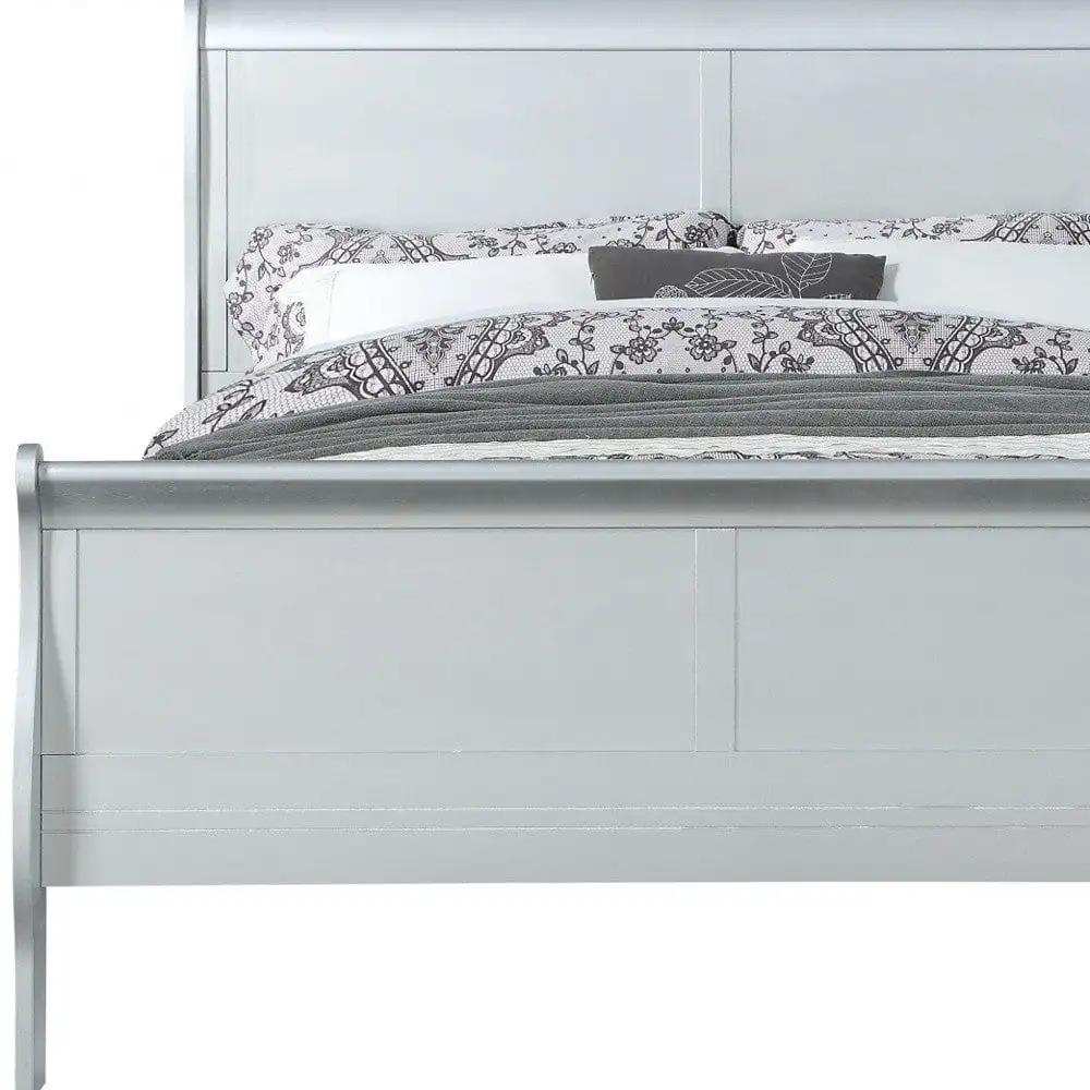 King Silver Sleigh Bed - Homeroots - Flyclothing LLC