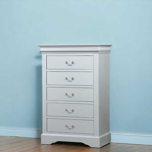 15" White Solid Wood Five Drawer Lingerie Chest - Homeroots