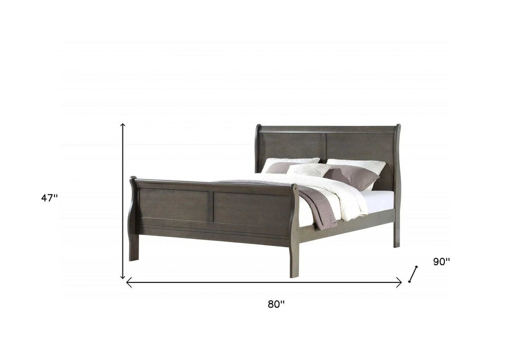 Dark Gray King Sleigh Bed - Homeroots - Flyclothing LLC